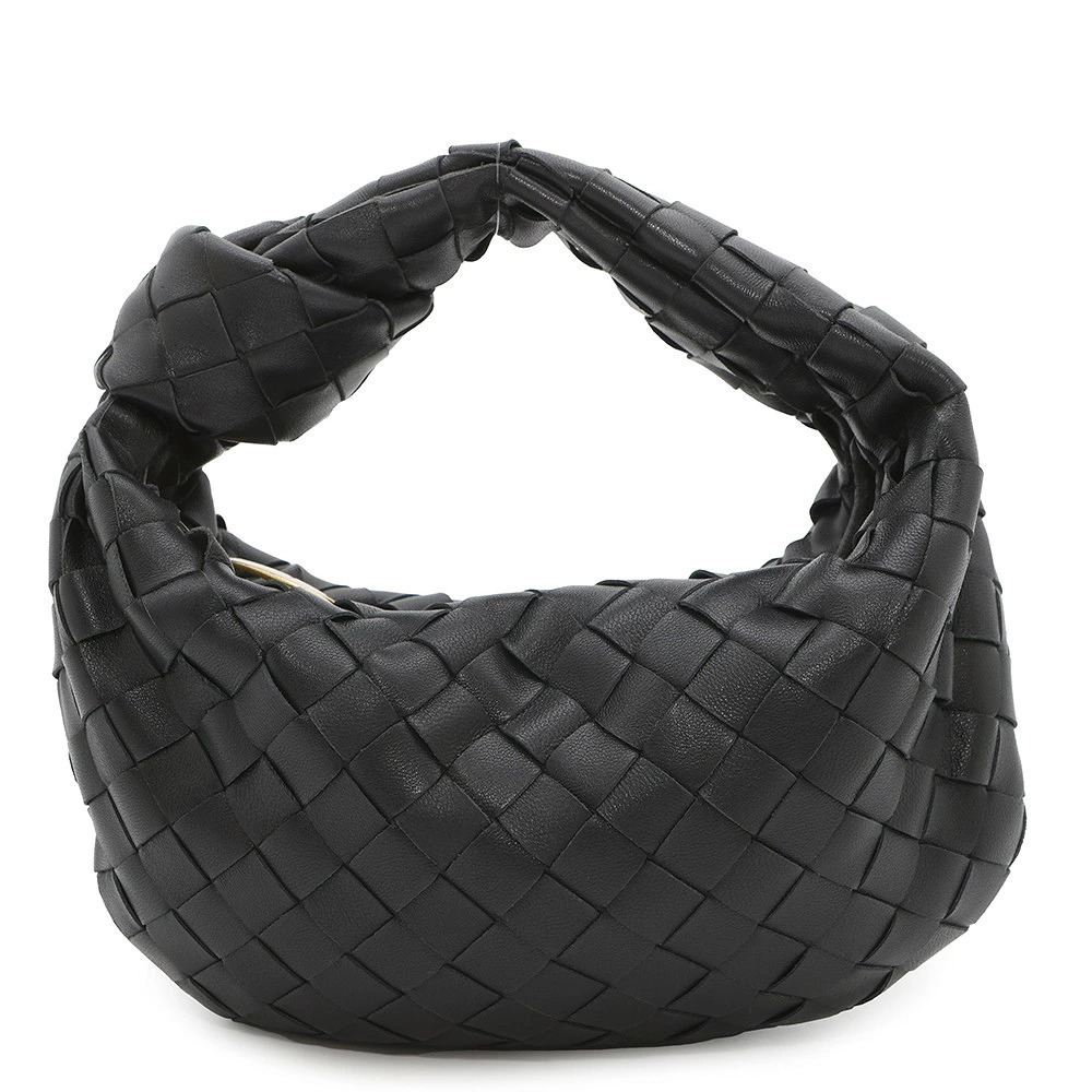 Bottega Veneta Jodie Lambskin Handbag Intrecciato Black